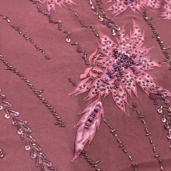 Sue Wong Scarf SILK Dress Shawl Light Purple Lavender Orchid Hand Bead Large 38 - Picture 2 of 13